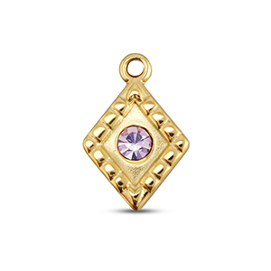BY31&reg; Anh&auml;nger aus Stainless Steel - Rostfreiem Stahl Rhombus Gold-light lilac