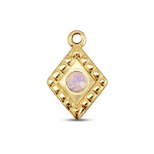 BY31&reg; Anh&auml;nger aus Stainless Steel - Rostfreiem Stahl Rhombus Gold-soft pink opal