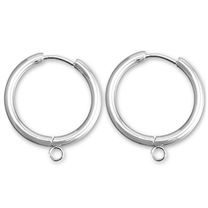 Stainless Steel - Rostfrei Stahl Ohrringe Creolen mit &Ouml;se 23mm Silver