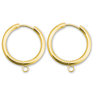 Stainless Steel - Rostfrei Stahl Ohrringe Creolen mit &Ouml;se 19mm Gold