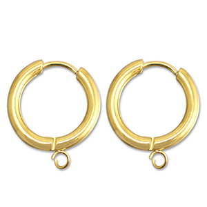 Stainless Steel - Rostfrei Stahl Ohrringe Creolen mit &Ouml;se 17mm Gold