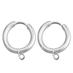 Stainless Steel - Rostfrei Stahl Ohrringe Creolen mit &Ouml;se 17mm Silver