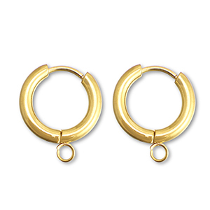 Stainless Steel - Rostfrei Stahl Ohrringe Creolen mit &Ouml;se 15mm Gold