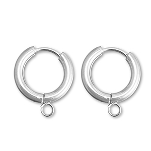 Stainless Steel - Rostfrei Stahl Ohrringe Creolen mit &Ouml;se 15mm Silver