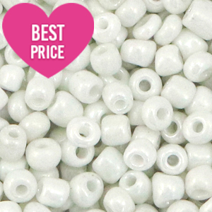 Rocailles Perlen Glas 6/0 (4mm) Bright white pearl
