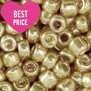 Rocailles Perlen Glas 6/0 (4mm) Metallic shine gold champagne