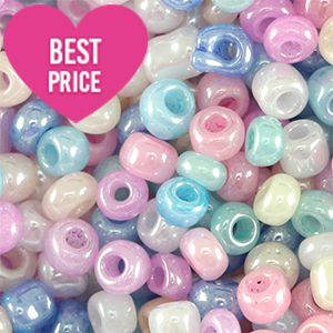 Rocailles Perlen Glas 6/0 (4mm) Multicolour shiny pastel