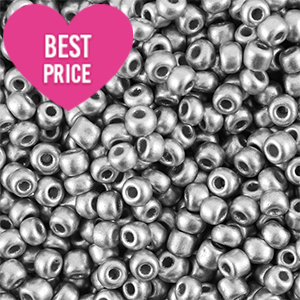 Rocailles Perlen Glas 6/0 (4mm) Metallic shine silver