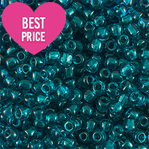 Rocailles Perlen Glas 6/0 (4mm) Transparent petrol blue