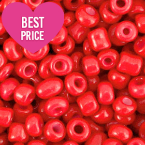 Rocailles Perlen Glas 8/0 (3mm) Tangerine tango red