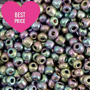 Rocailles Perlen Glas 8/0 (3mm) Metallic shine multicolour silver