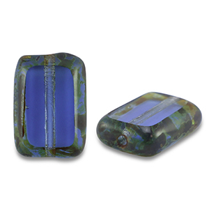 Tschechische Perlen TCB Rectangle 12x8mm Transparent dark blue