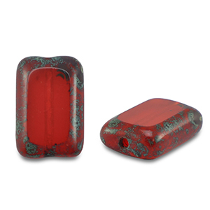 Tschechische Perlen TCB Rectangle 12x8mm Transparent red