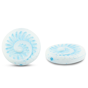 Tschechische Perlen Fossil Shell 18mm White-light blue