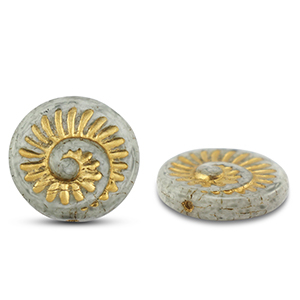 Tschechische Perlen Fossil Shell 18mm Grey-gold
