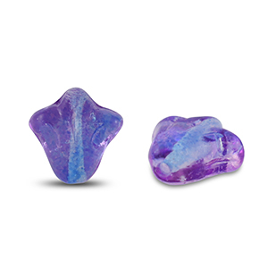 Tschechische Perlen Lily Flower 9x8mm Transparent blue-purple