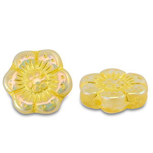 Tschechische Perlen Boho Flower 14mm Transparent yellow-AB coating