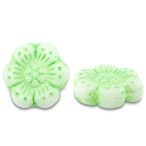 Tschechische Perlen Boho Flower 14mm Light green
