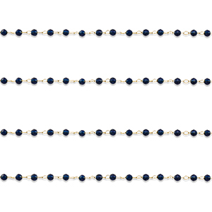Zubeh&ouml;r aus Stainless Steel - Rostfreiem Stahl Gliederkette Round Gold-dark blue