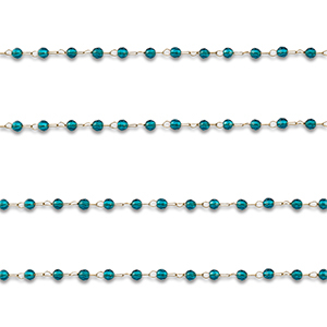Zubeh&ouml;r aus Stainless Steel - Rostfreiem Stahl Gliederkette Round Gold-turquoise blue