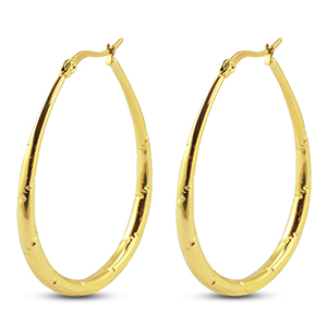 Stainless Steel - Rostfrei Stahl Ohrringe / Creolen Oval Gold
