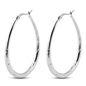 Stainless Steel - Rostfrei Stahl Ohrringe / Creolen Oval Silver