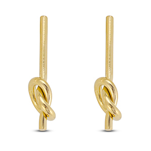 Stainless Steel - Rostfrei Stahl Ohrringe / Ohrstecker Knot Gold