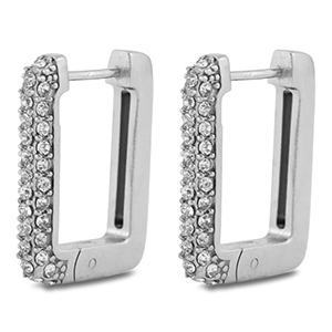 Stainless Steel - Rostfrei Stahl Ohrringe / Creolen Rectangle Silver