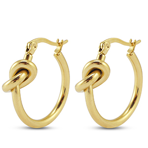 Stainless Steel - Rostfrei Stahl Ohrringe / Creolen Knot Gold
