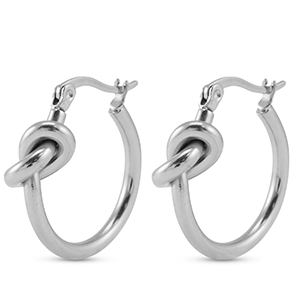 Stainless Steel - Rostfrei Stahl Ohrringe / Creolen Knot Silver