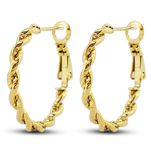 Stainless Steel - Rostfrei Stahl Ohrringe / Creolen Twisted Gold