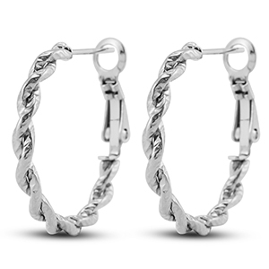 Stainless Steel - Rostfrei Stahl Ohrringe / Creolen Twisted Silver