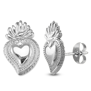 Stainless Steel - Rostfrei Stahl Ohrringe / Ohrstecker Heart Silver