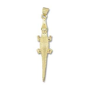 TQ Metall Brass Anh&auml;nger Crocodile Gold