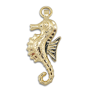 TQ Metall Brass Anh&auml;nger Seahorse Gold