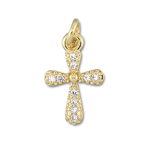 TQ Metall Brass Anh&auml;nger Cross Gold