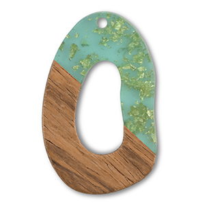 Anh&auml;nger Holz Irregular Green transparent-gold-brown