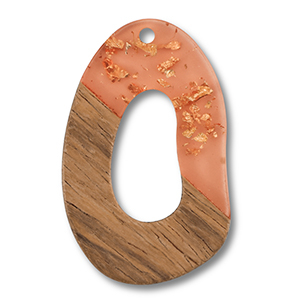 Anh&auml;nger Holz Irregular Orange transparent-gold-brown