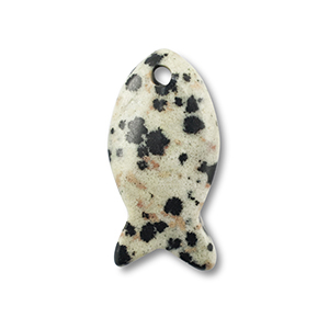Anh&auml;nger Naturstein Dalmatiner Jaspis Fish Greige-black