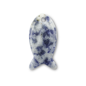 Anh&auml;nger Naturstein Sodalith und Mikrokline Fish Blue-white