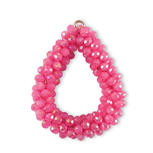 Facetten Perlen Anh&auml;nger Drop Rose red