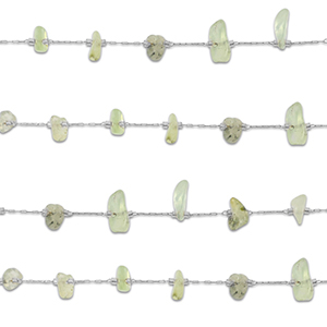 Zubeh&ouml;r aus Stainless Steel - Rostfreiem Stahl Gliederkette Prehnit Irregular Silver-light green