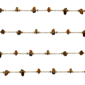 Zubeh&ouml;r aus Stainless Steel - Rostfreiem Stahl Gliederkette Tigerauge Irregular Gold-golden brown