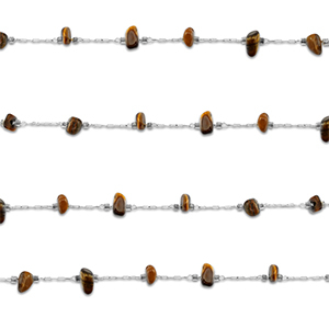 Zubeh&ouml;r aus Stainless Steel - Rostfreiem Stahl Gliederkette Tigerauge Irregular Silver-golden brown