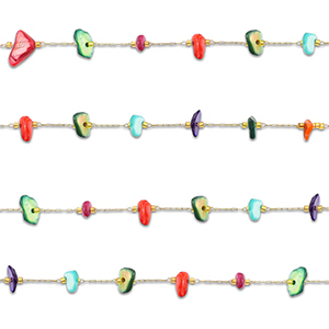 Zubeh&ouml;r aus Stainless Steel - Rostfreiem Stahl Gliederkette Irregular Gold-multicolour