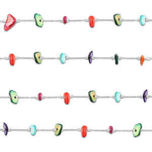 Zubeh&ouml;r aus Stainless Steel - Rostfreiem Stahl Gliederkette Irregular Silver-multicolour