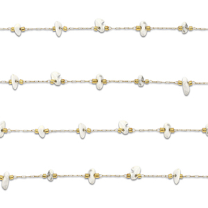 Zubeh&ouml;r aus Stainless Steel - Rostfreiem Stahl Gliederkette Howlit Irregular Gold-white
