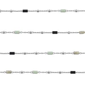 Zubeh&ouml;r aus Stainless Steel - Rostfreiem Stahl Gliederkette Natursteinmischung Tube Silver-black-grey