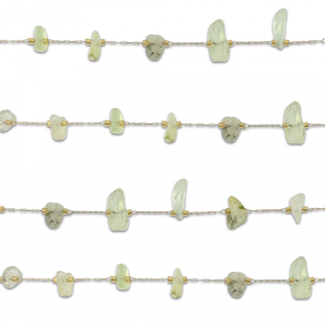 Zubeh&ouml;r aus Stainless Steel - Rostfreiem Stahl Gliederkette Prehnit Irregular Gold-light green