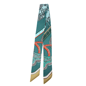 Bandana Schal with Horse Teal green-light blue-light brown
